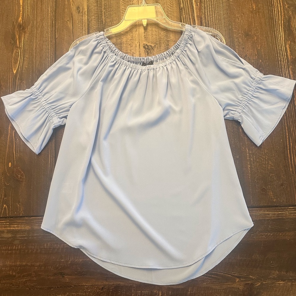Gorgeous Ann Taylor cold shoulder blouse. Pale blue. Worn only once!